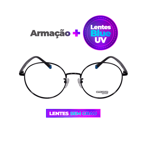 Óculos Gassi Teens Preto + Lentes Blue UV